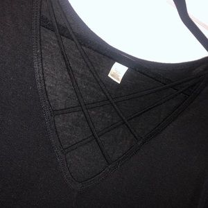 Black blouse with criss-cross design